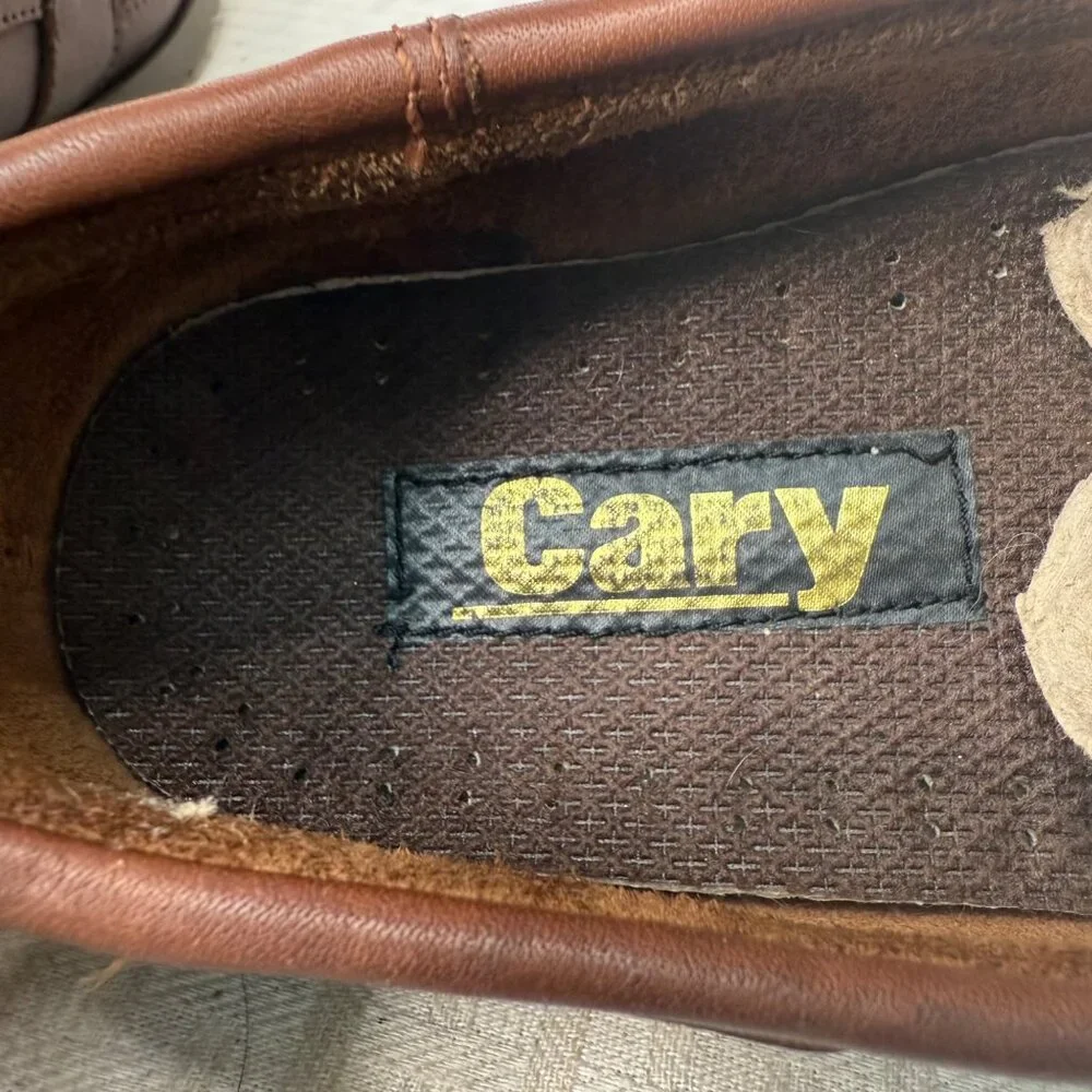 Cary Mens Leather Moccasin Boat Shoes Brown Size 9.5 M Made In China